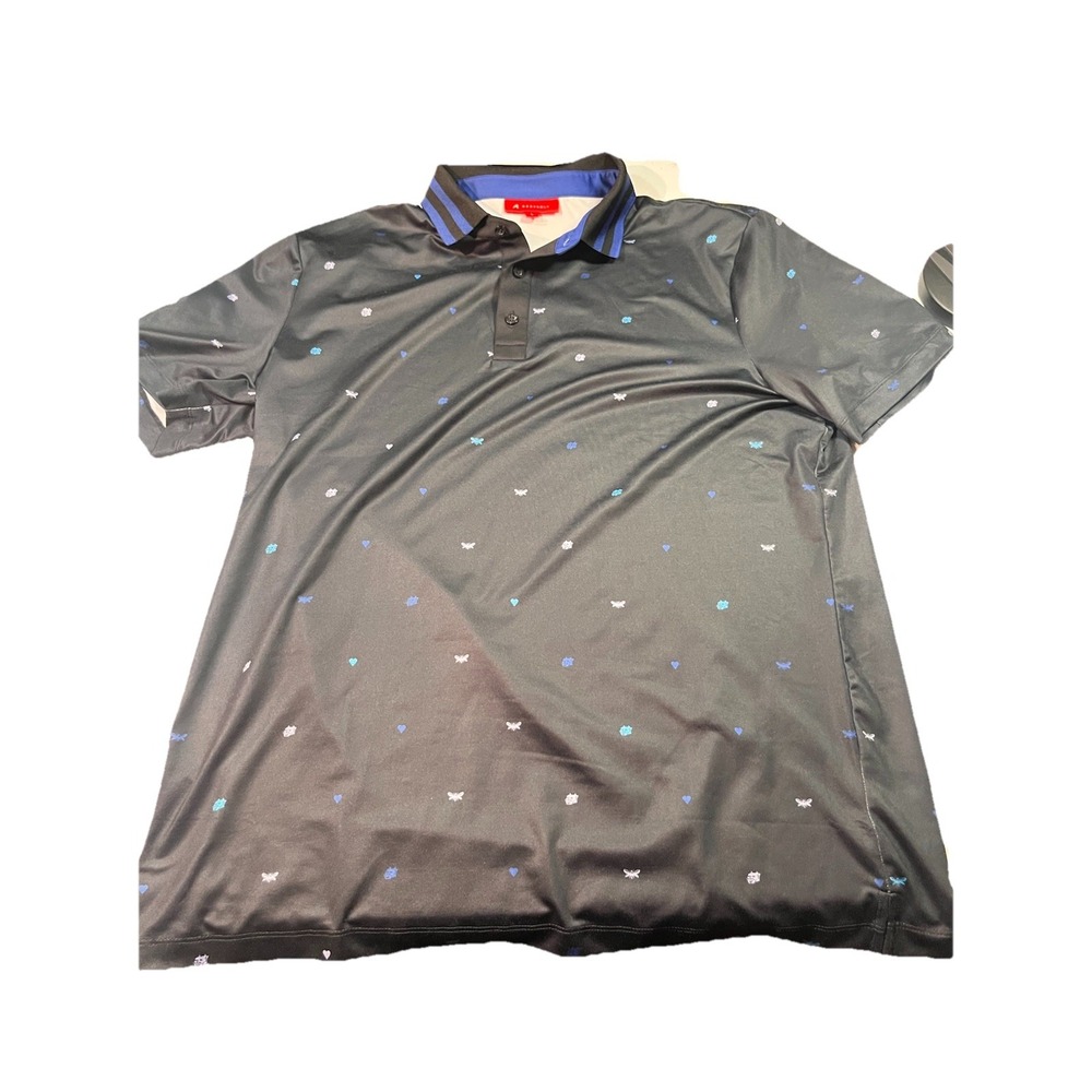 Redvanly Men's Polo All Over Print Size‎ Large Dark Navy Blue EUC Golf
